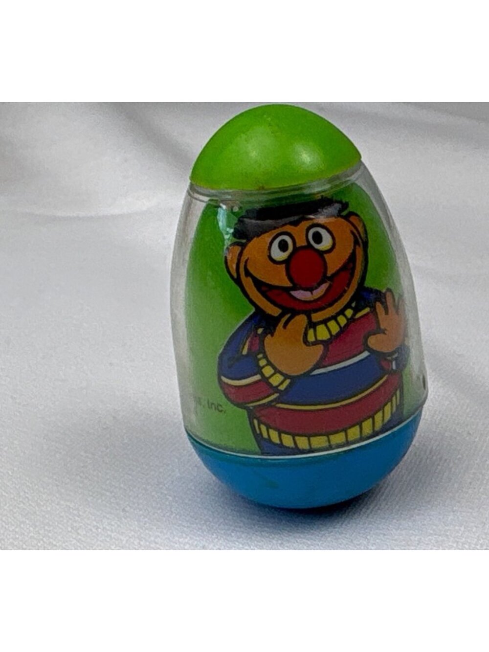 1982 Sesame Street Ernie Weeble Toy Green Top Blue Base